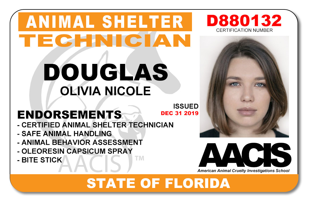 American Animal Cruelty Investigations School (AACIS) Certification Cards